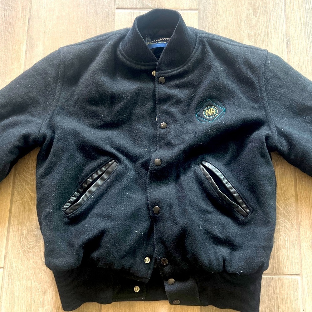 Holloway Original College Jacket Scrnca NA Black Wool Varsity Jacket Size Small